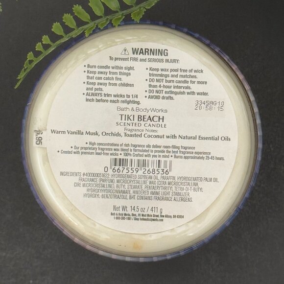BBW Tiki Beach Bath & Body Works 3 Wick Candle - Picture 10 of 10